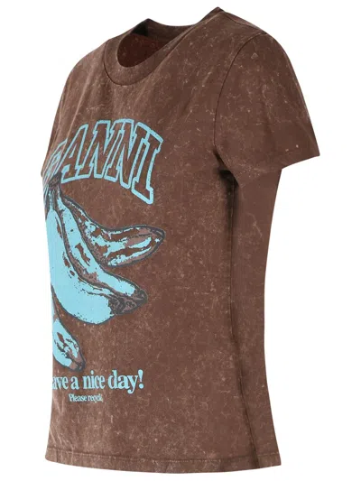 Ganni Future Jersey Baby Fit Banana In Brown