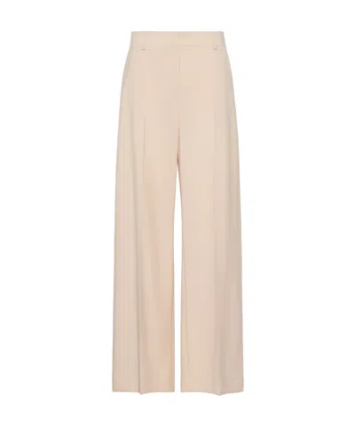 Weekend Max Mara Wool Palazzo Trousers In Nude