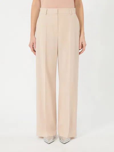 Weekend Max Mara Wool Palazzo Trousers In Nude