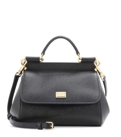 Dolce & Gabbana Sicily Mini Leather Shoulder Bag In Black