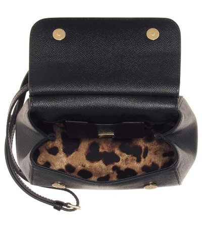 Shop Dolce & Gabbana Sicily Mini Leather Shoulder Bag In Black
