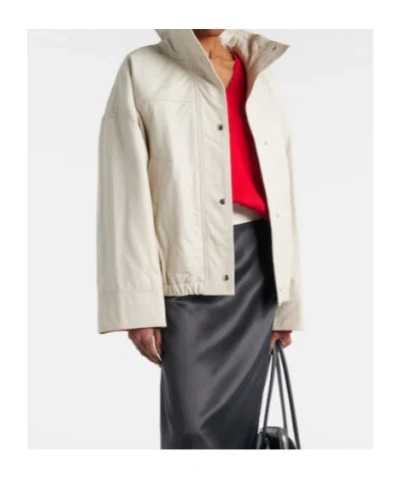 Rohe Leather Bomber Jacket In White