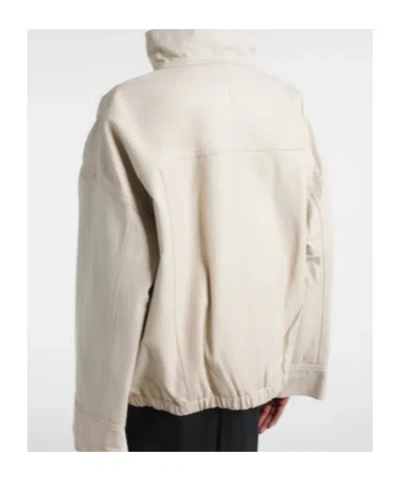 Rohe Leather Bomber Jacket In White
