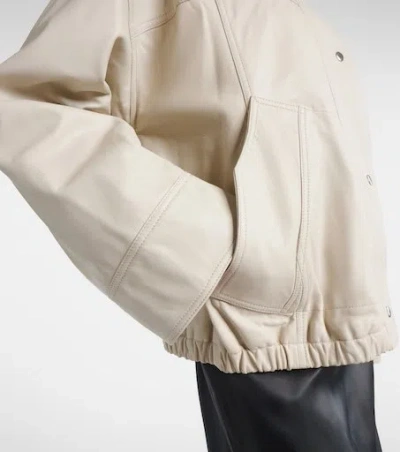 Rohe Leather Bomber Jacket In White