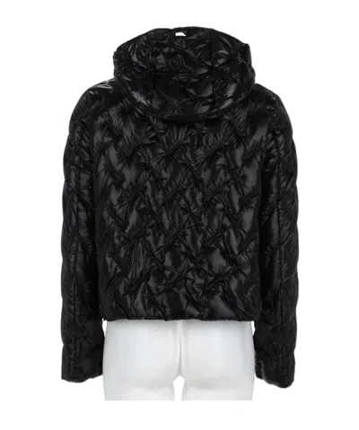 Herno Black High Neck Drawstring Double-slider Zip Polyamide Down Jacket In Black