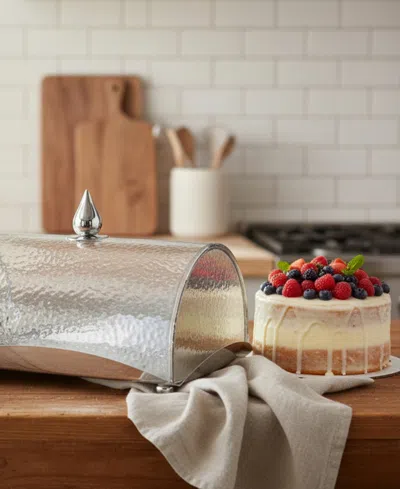 Classic Touch Rectangle Cake Tray With Dome, 10" In Silver