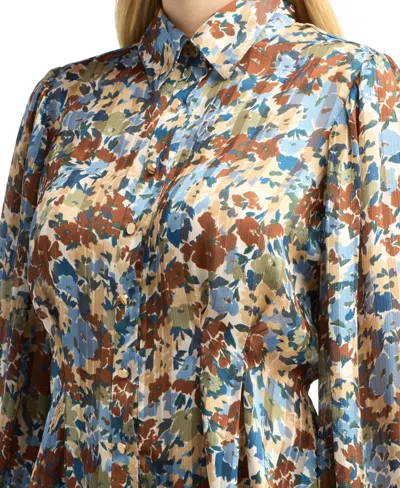 Bcx Women's Shadow Printed Collared Top In Multi