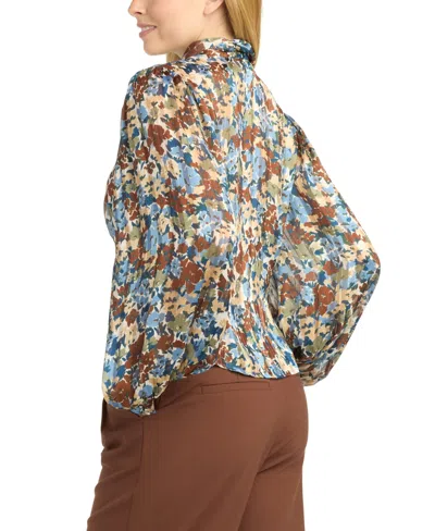 Bcx Women's Shadow Printed Collared Top In Multi