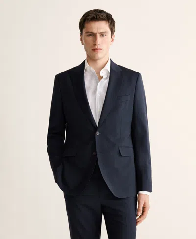 Mango Venice Slim Fit Virgin Wool Jacket In Blue