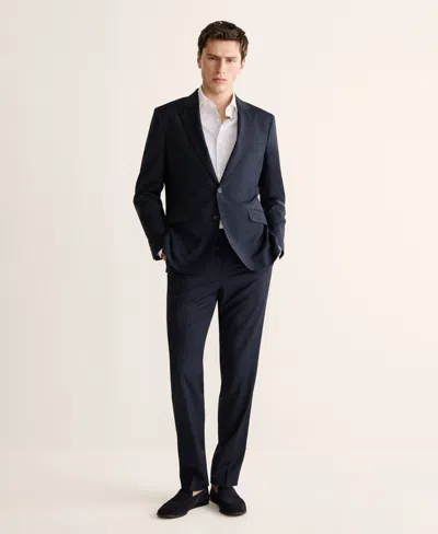 Mango Venice Slim Fit Virgin Wool Jacket In Blue