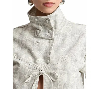 Avec Les Filles Python Print Short Sleeved Jacket In Gray
