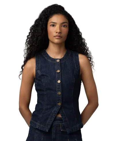 Blanknyc Denim Button Front Vest Top In Blue
