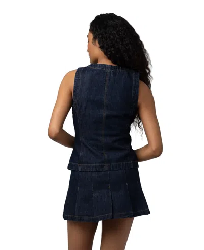 Blanknyc Denim Button Front Vest Top In Blue