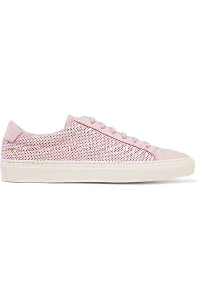 Common Projects 'achilles Summer Edition' Perforated Leather Sneakers In Pink