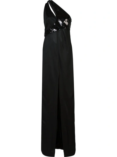 Mugler Sequinned One-shoulder Dress In Black