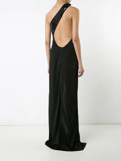 Shop Mugler Sequinned One-shoulder Dress In Black