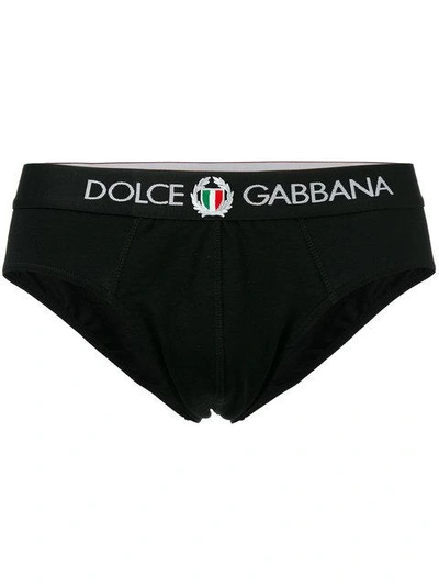 Shop Dolce & Gabbana Logo Print Briefs In Black