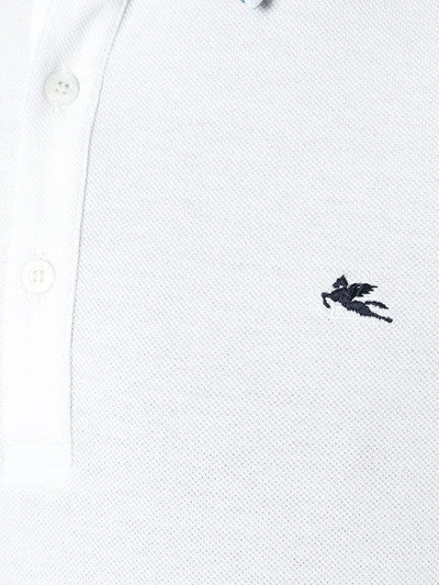 Shop Etro Embroidered Logo Polo Shirt - White