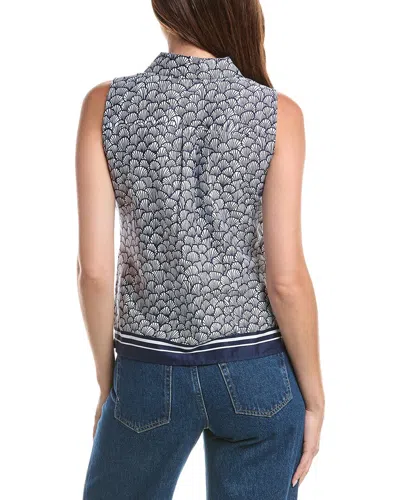 Cece Button Down Collared Top In Blue