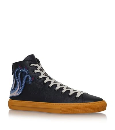 Shop Gucci Major Embroidered High-top Sneakers