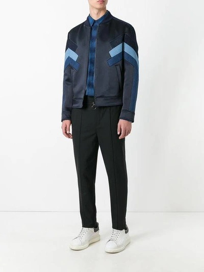 Shop Neil Barrett Panelled Bomber Jacket