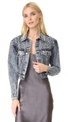 ALICE AND OLIVIA Chloe Studded Cropped Denim Jacket