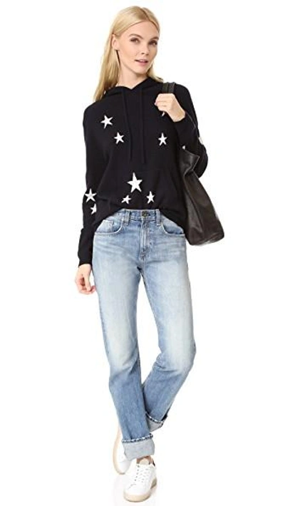 Shop Chinti & Parker Chinti And Parker Star Cashmere Hoodie In Navy/cream