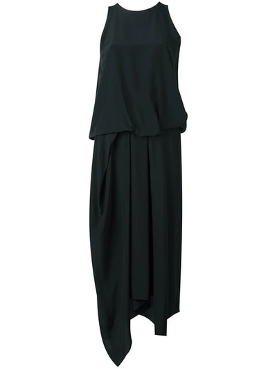 Shop Chalayan Tuck Drape Asymmetric Dress In Black