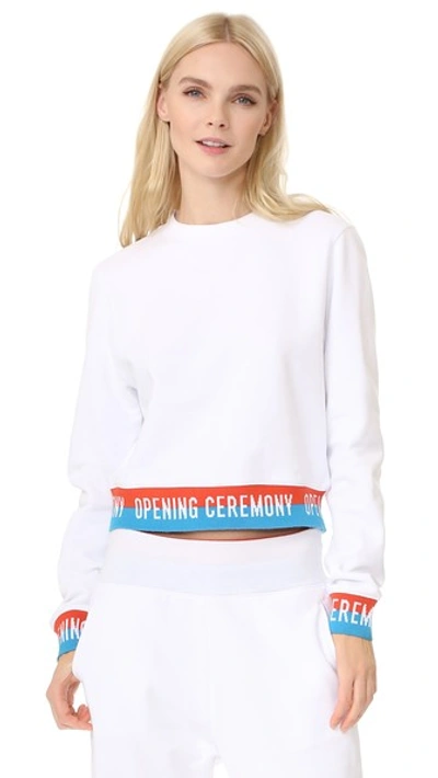 Shop Opening Ceremony Elastic Logo Crop Sweatshirt In White