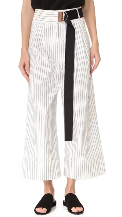 Shop Tibi Cecil Striped Cropped Pants In Ivory Multi