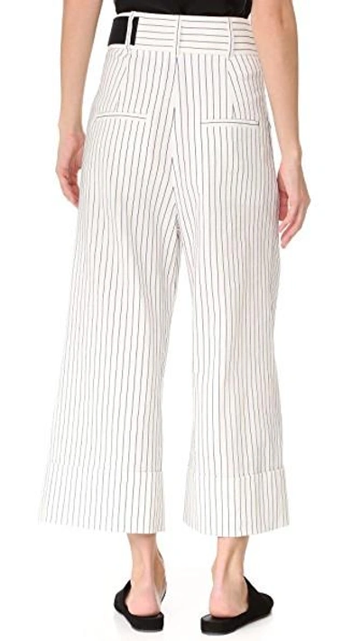 Shop Tibi Cecil Striped Cropped Pants In Ivory Multi