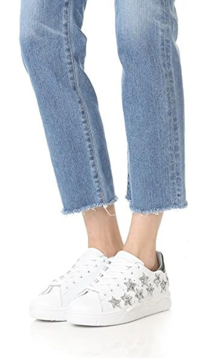 Shop Chiara Ferragni Heart Low Sneakers In White/silver