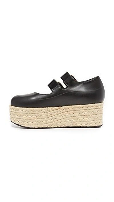 Shop Marni Double Strap Mary Janes In Black/black