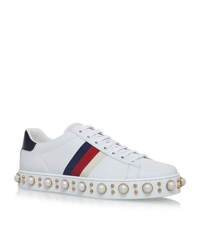 Shop Gucci Ace Pearl Low Top Sneakers