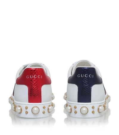 Shop Gucci Ace Pearl Low Top Sneakers