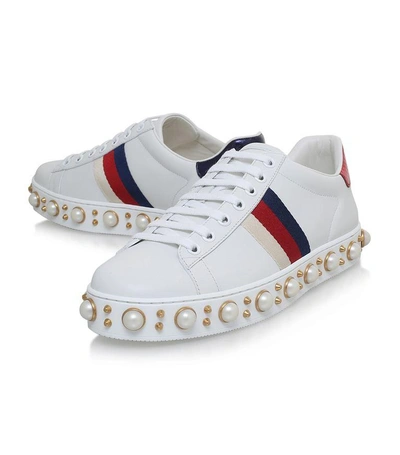 Shop Gucci Ace Pearl Low Top Sneakers