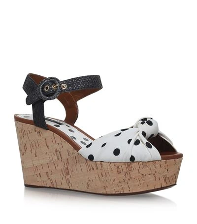 Shop Dolce & Gabbana Polka Dot Leo Wedge  Sandals 90