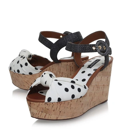 Shop Dolce & Gabbana Polka Dot Leo Wedge  Sandals 90