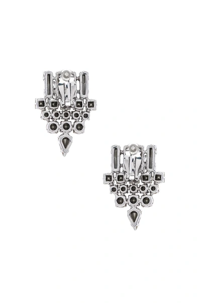 Shop Saint Laurent Smoking Earrings In Crystal & Palladium