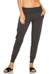 Beyond Yoga Cozy Fleece Fold-over Jogger Sweatpants In Charcoal Heather Grey