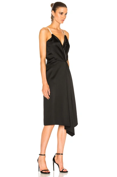 Shop Victoria Beckham Heavy Fluid Silk Wrap Dress In Black