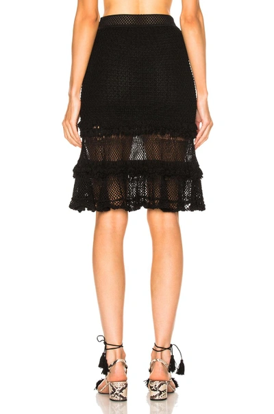 Shop Jonathan Simkhai Ruffle Crochet Layered Mini Skirt In Black