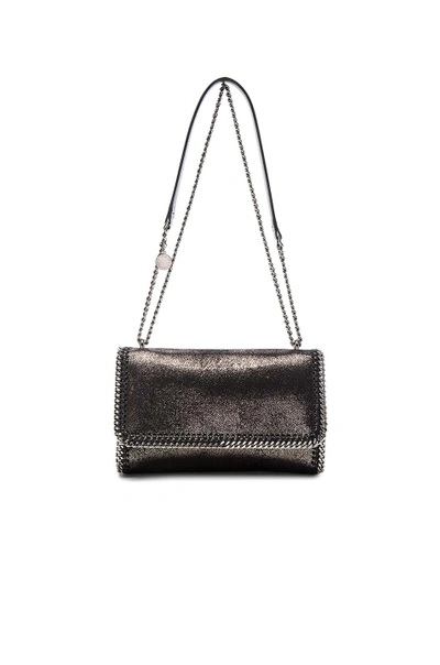 Shop Stella Mccartney Falabella Shoulder Bag In Metallics, Gray, Black. In Ruthenium