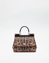 DOLCE & GABBANA SMALL SICILY BAG IN LEOPARD TEXTURED LEATHER,BB6003A71588S193