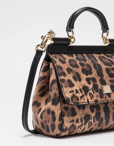 Shop Dolce & Gabbana Small Sicily Bag In Leopard Textured Leather