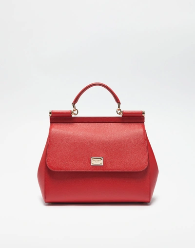 Dolce & Gabbana Sicily Quilted Leather Handbag In Red