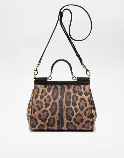 Shop Dolce & Gabbana Medium Sicily Handbag In Dauphine Leather In Leopard