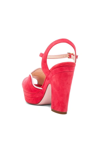 Shop Fendi Suede Ankle Strap Heels In Red Waves