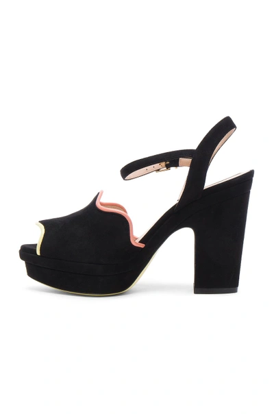 Shop Fendi Suede Ankle Strap Heels In Black. In Black Waves