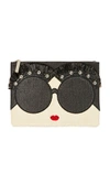 ALICE AND OLIVIA Stace Face Embellished Large Zip Pouch